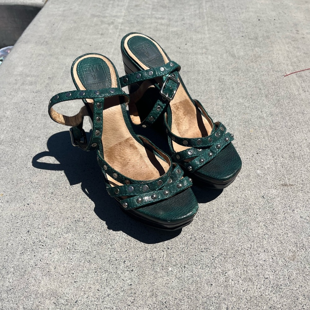 Elegant Teal Strappy Sandals With Studs